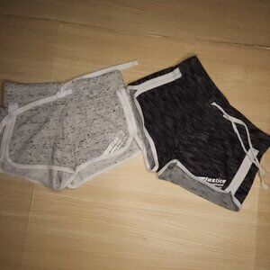 Justice Girls Grey Cotton Blend Athletic Shorts 6